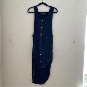 POL Hi-Low Sleeveless Hooded Dress w/Button Front Women’s Size Medium